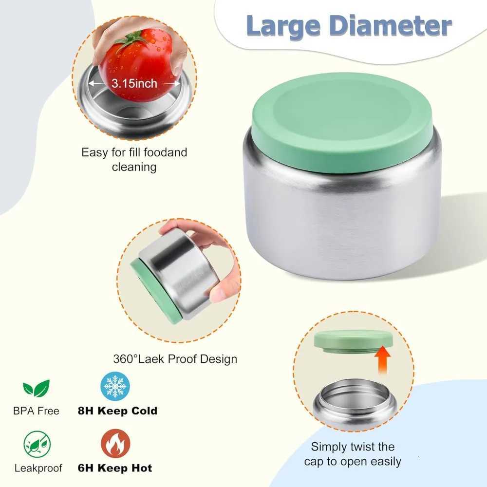 Kids Bento Lunch Box Set with 8oz Soup Thermos Leak-proof Food Containers Insulated Bag 17oz Water Bottle for School TravelM251121