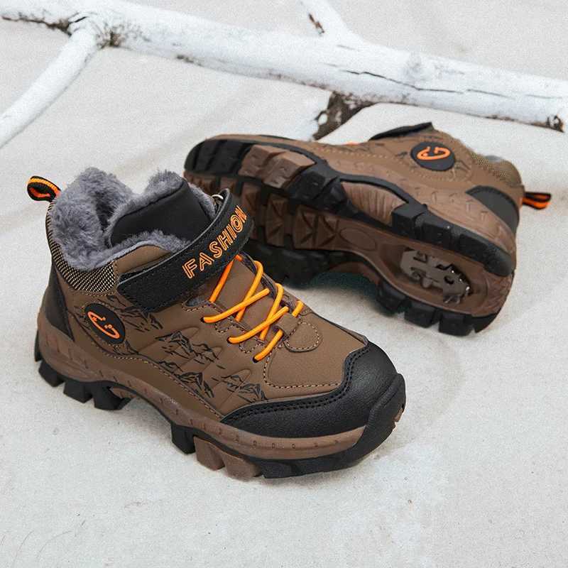 Children Casual Luminous For Boys Breathable Sneaker Winter Warm Plush Kids HookLoop Non-slipl Hiking Shoes J251204 XJ260303