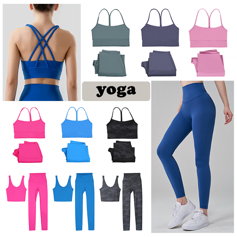Yogawomen Sets Women Workout Yoga Sets sport bras and pants Y-shape U-shape Bra Fitness High Waist Align Leggings Running Sports Clothes 2 Pieces