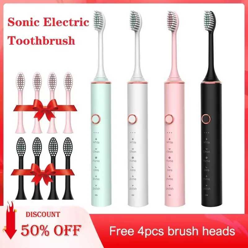 Electric Toothbrush for Adults Waterproof DuPont Brush Head USB Rechargeable High Frequency Cleaning 6 Cleaning Modes C251121