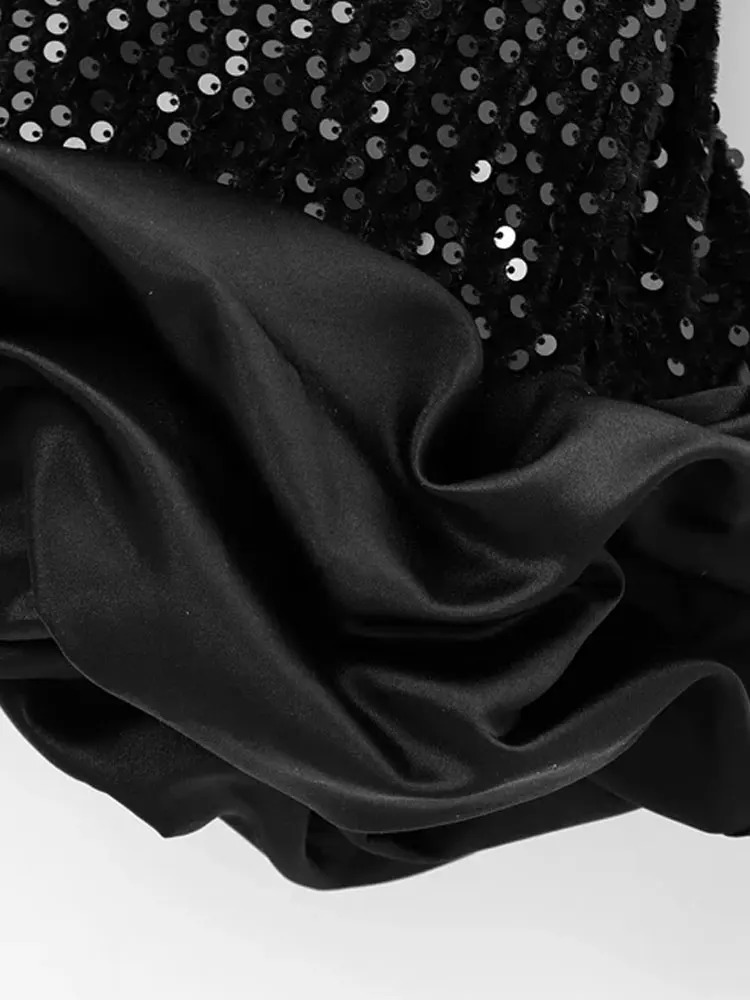 Women Sexy Fashion Matching Voluminous Hem Sequined Mini Dress O Neck Sleeveless Backless Female Dresses Vestidos Mujer 251112