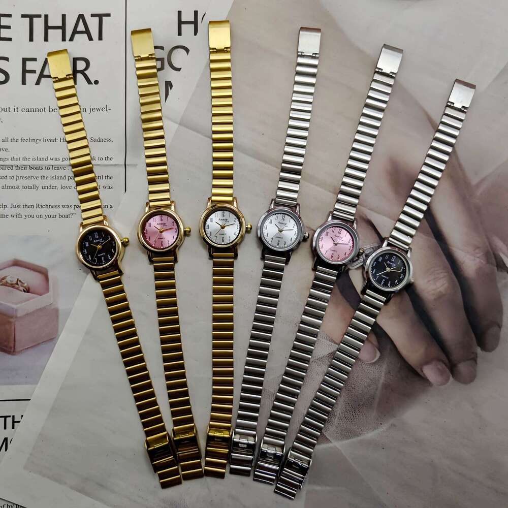 Cross-Border Hot New Fashion Women's Female Steel Band Ins Style High-End Round Bamboo Quartz Watch