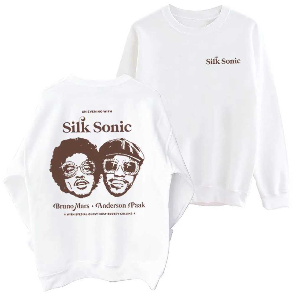 Bruno Mars Silk Sonic Music Sweatshirt Bruno Mars Fan Gift Harajuku Round Neck Long Sled Oversized X250421