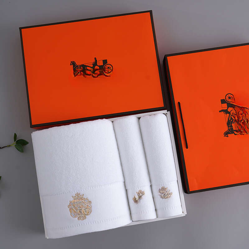 Pure Cotton Bath Towel Box Set Of Three Plain Face Towels Business Gift B2