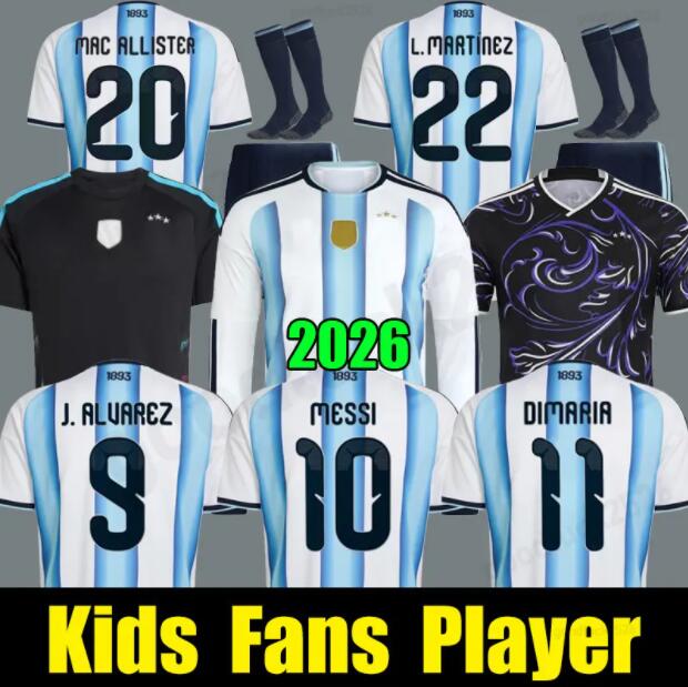 New 2026 ArgentinaS 3 Star soccer Jerseys 25 26 MAC ALLISTER DI MARIA MARTINEZ DE PAUL Fans Player MARADONA J. ALVAREZ Home Away Men Kids kit football shirt MESSIS Jersey