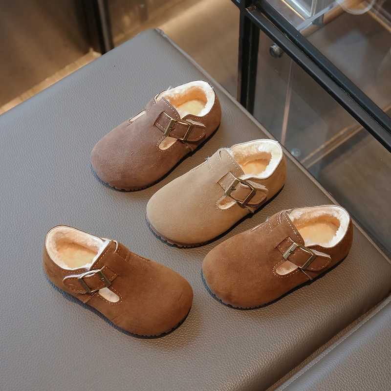 Childrens Padded Fashion Boots 1-18 Years Old Khaki Color Thickened Boys Girls Cotton Shoes Winter New Brown Kids Flat ShoesW251121