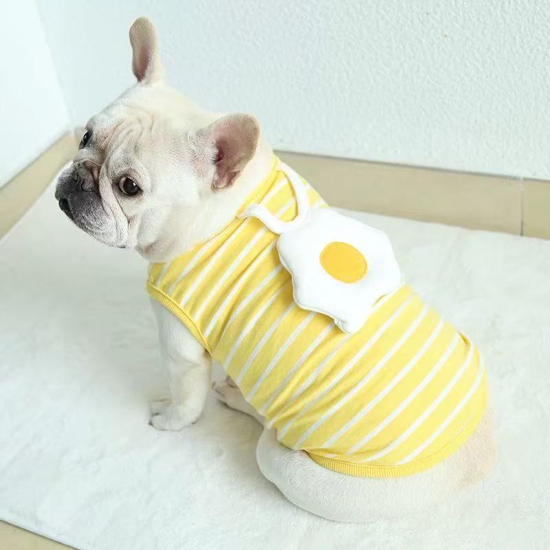 T0046Spring and Summer Pet Clothing Cats and Dogs Internet Celebrity White Flame LOGO Bowknot Sleeveless Sweatshirt