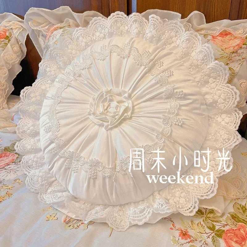 French Round Cushion White Lace Pumpkin Light Luxury Bedroom Living Room Sofa Shape Exquisite Decoration C251121
