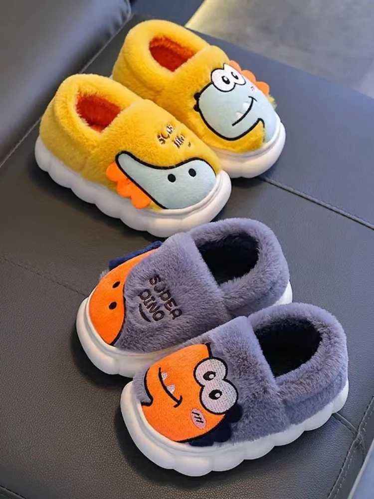 Winter childrens cotton slippers boys and girls warm fleece slippers middle and small children cute baby cotton slippersW251121