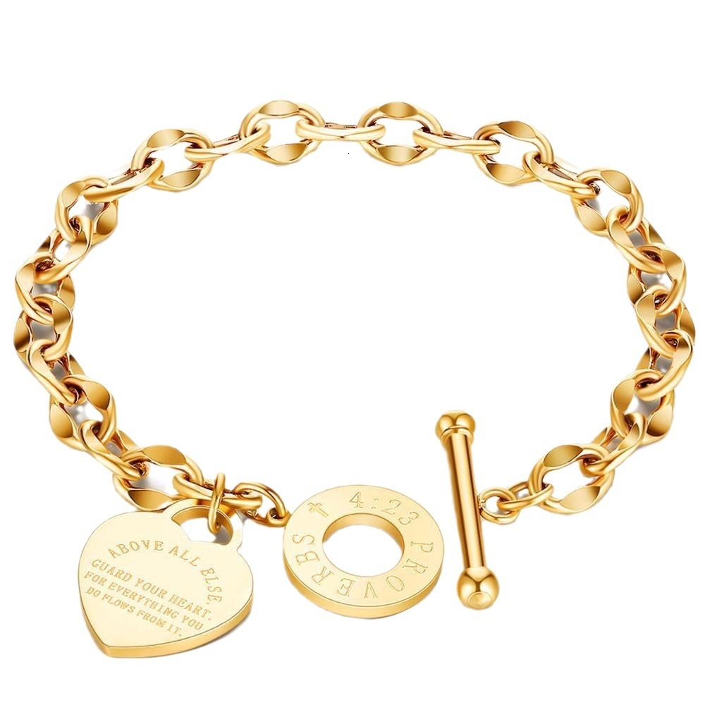 Love titanium steel women's necklace OT buckle niche high-end design heart-shaped bracelet can be engraved with words