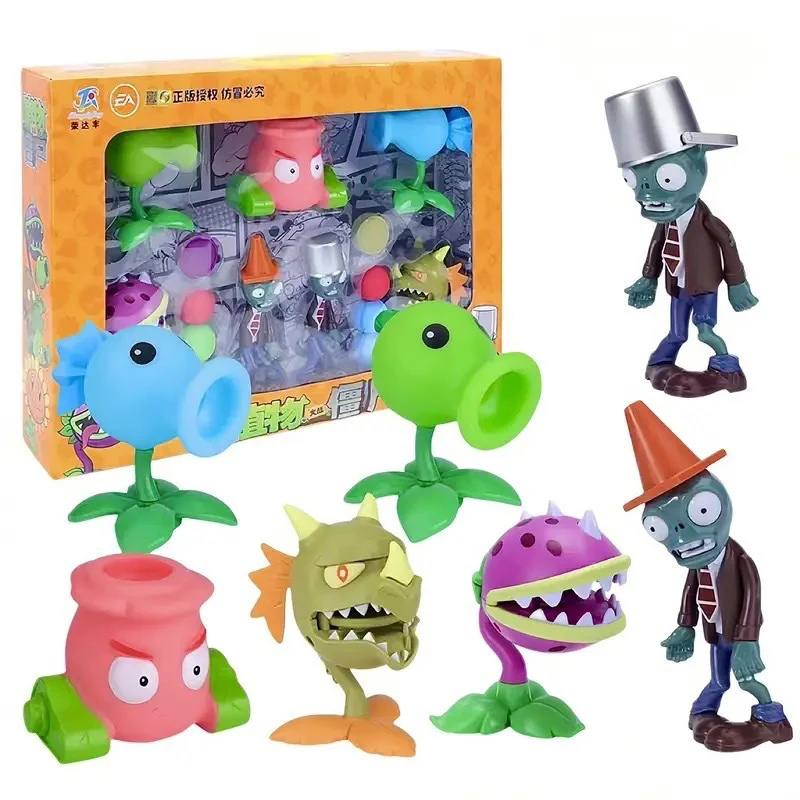 Plants Vs Zombies Licensed Peashooter Battle Figure Set Non-Toxic PVC Role Play Toys Bulk Stock Kids Birthday Party Favors Gifts