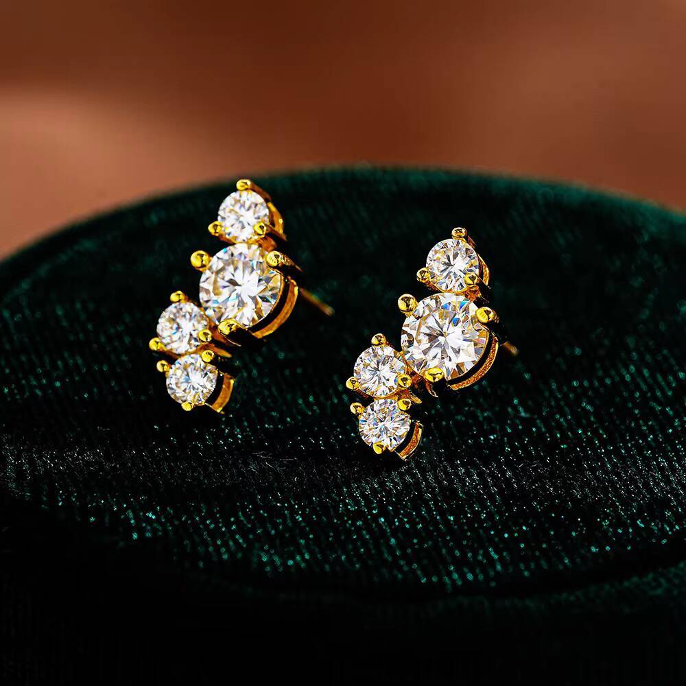 9 Adodo Jewelry Factory 18k Gold Plated 925 Sterling Silver Asymmetrical Geometric 05ct Moissanite Stud Earrings for Women