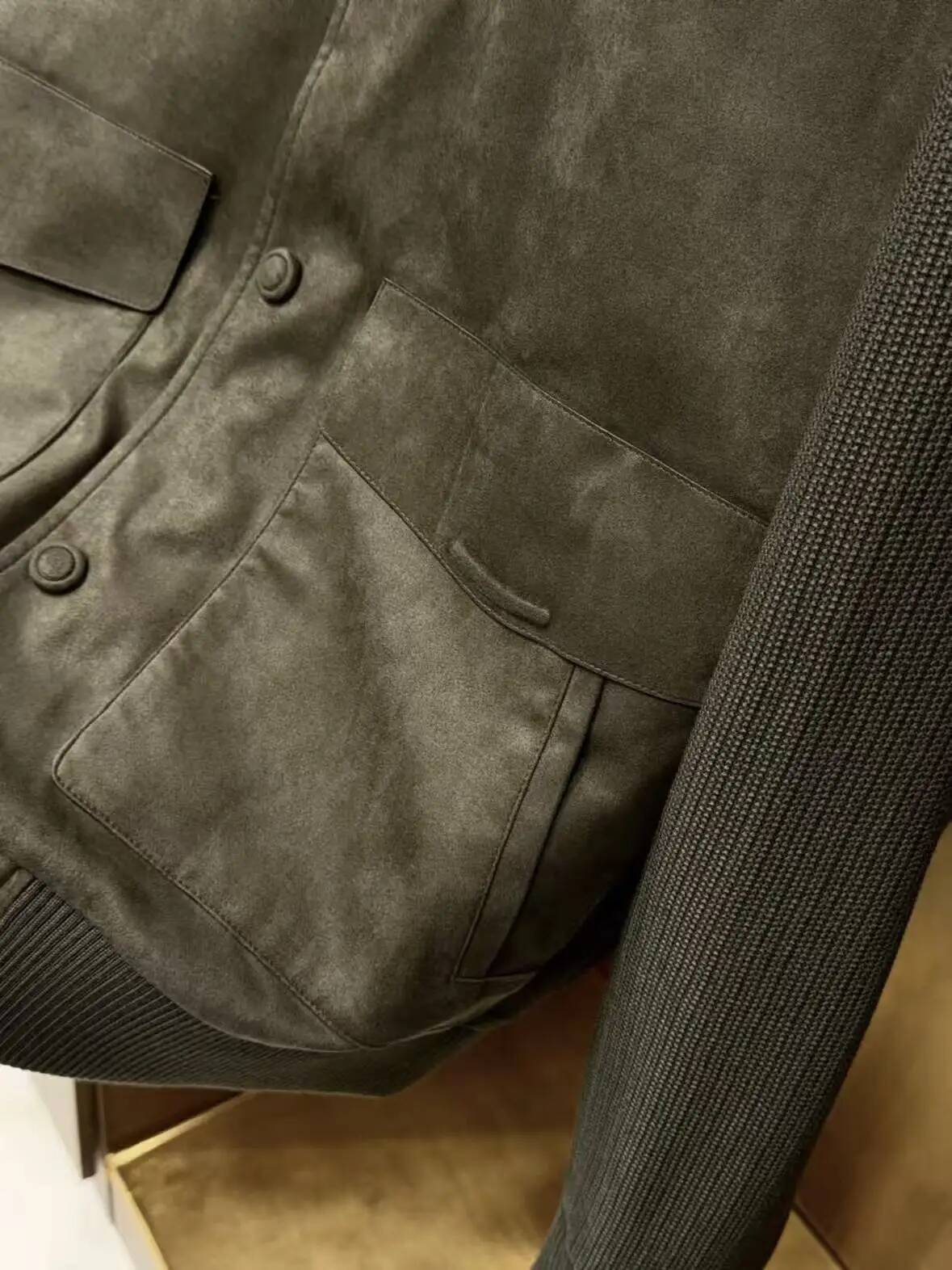 LP Old Money Style Men's Stand-Up Collar Suede Gentleman's Jacket