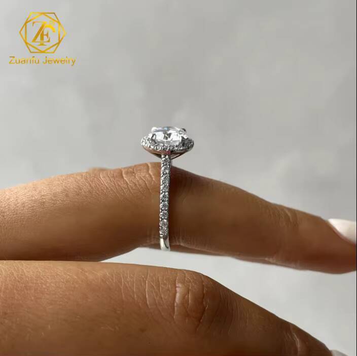 Mossanite Diamond Engagement Rings Woman 9K 10K 14K 18K Yellow Gold Jeweler 1ct Round Moissanite halo Ring