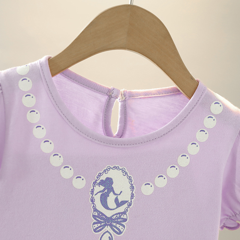 DISNEY kids designer clothes baby girl's dress summer white snow princess baby summer outfit short-sleeved cotton princess dress Alice children&#
