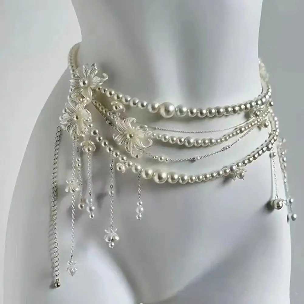 Fashion Retro Belt Womens Fashion Accessory Multilayer Pearl Chain Party Casual Wear Stylish Body Jewelry Y250515