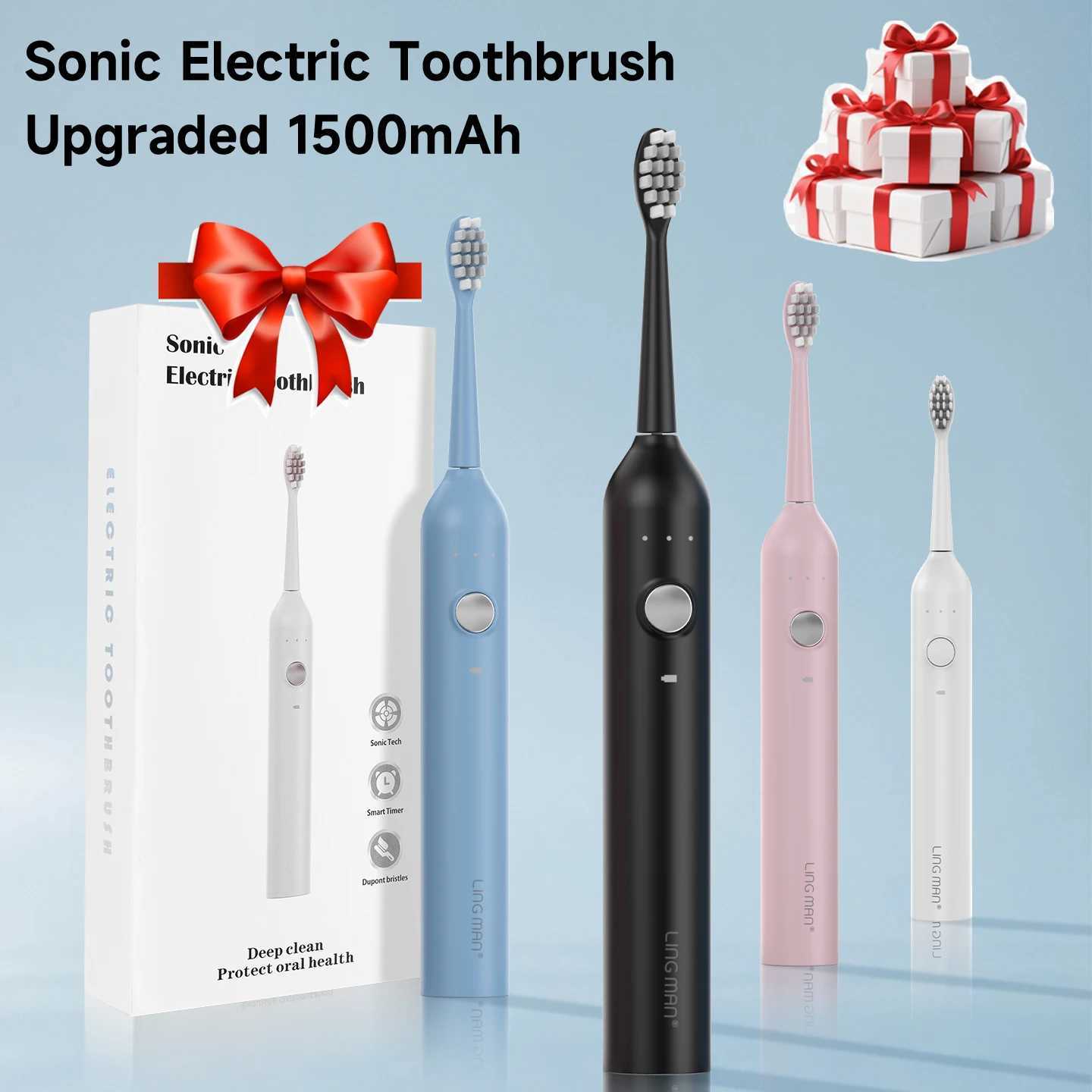 Electric Toothbrush Sonic Cleaning Teeth Brush Waterproof Electronic Tooth Brush With Timer Rechargeable Toothbrush with 8 Heads C251121