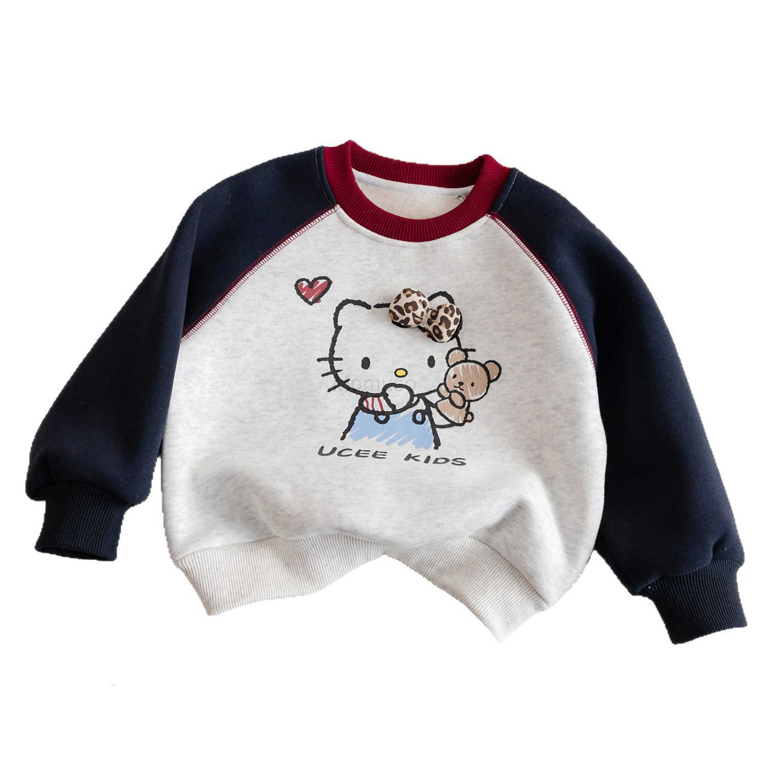 Sanrio Girls Fleece Sweatshirt Autumn Winter 2025 New Baby Girl Winter Round Neck Pullover Top Childrens Winter Clothing H251121