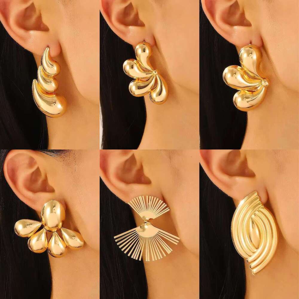 DHCollections 2025 Retro Teardrop Simple Smooth Water Drop Petal Fashionable Stud Earrings
