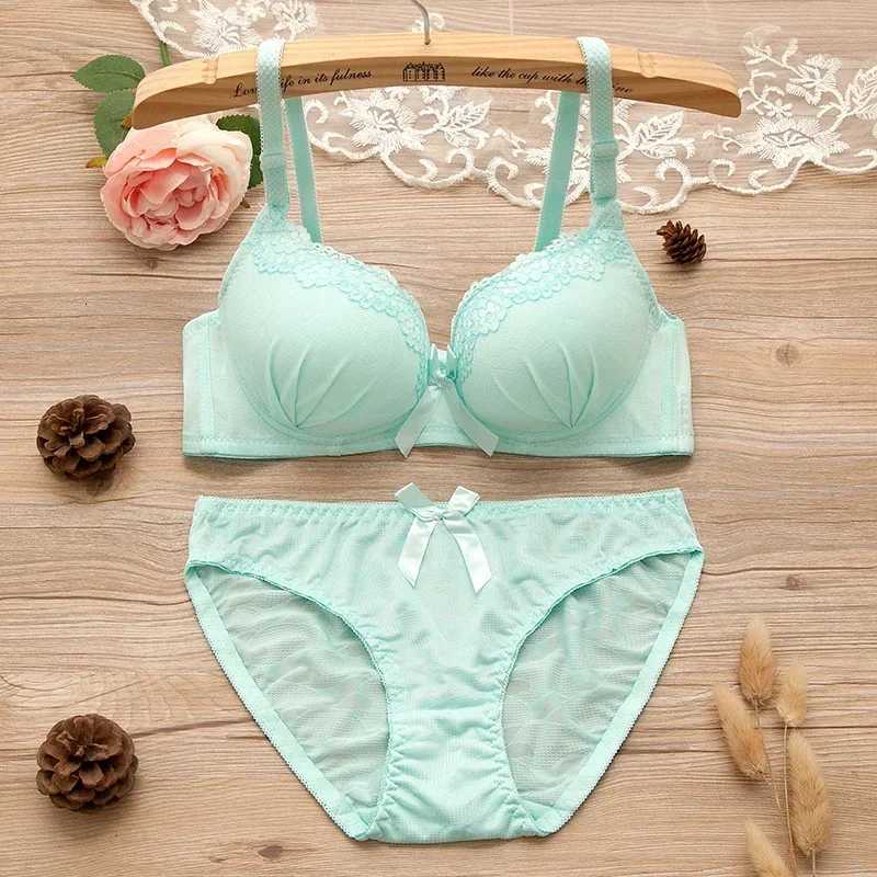 Girl Sweet Wireless Bra Lace Bows Underwear Sets Breathable Small Breast Bralette Top Briefs for Women Teen Girl Lingerie SuitsXJ251106