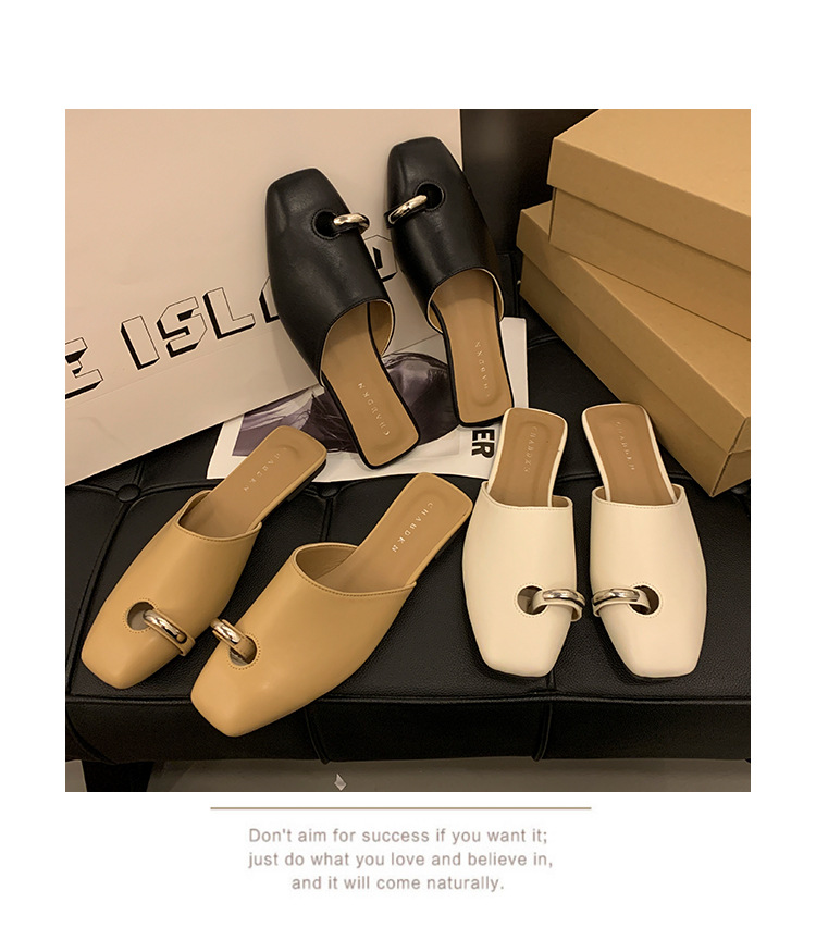 Black Metal Slide Sandals | Stylish Open Toe Mule Slippers 2024 4 05988