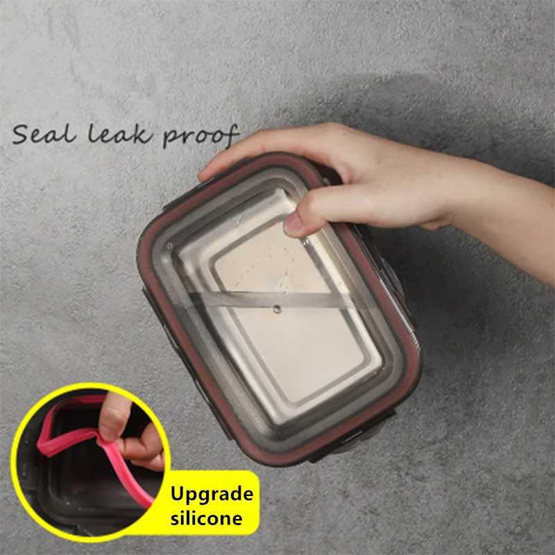 304 Stainless Steel Food Lunch Bento Box Sealed Leakproof Travel Storage Box Household Pickle Box Microwave Heating LunchboxsM251121