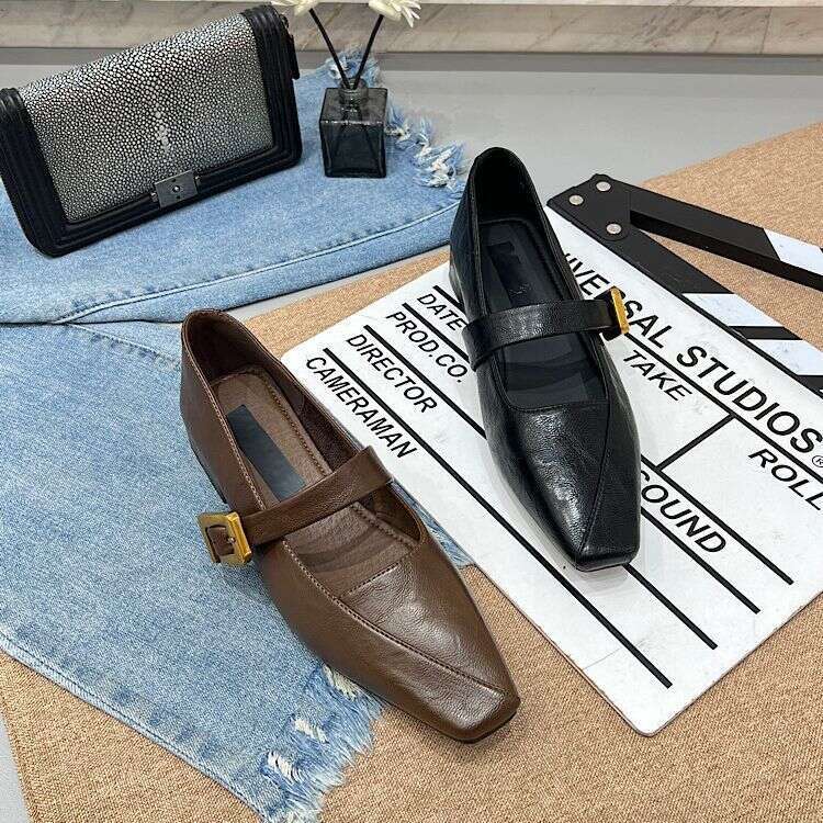 Black Mary Jane for Women 2025 Fall Designer Shoe comfortable Chunky Heel dress Shoes Trendy flats