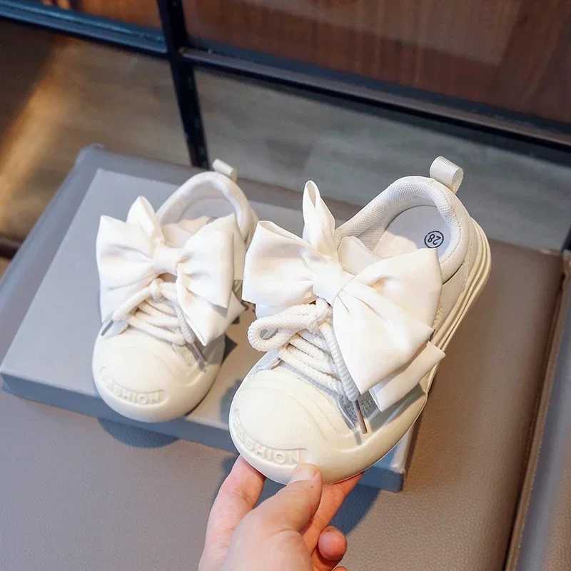 2024 Kids Sneakers for Girls School Casual Sports Shoes for Toddlers Fashion Children Tennis Shoes Thick Bottom Bowknot Non-slipW251121