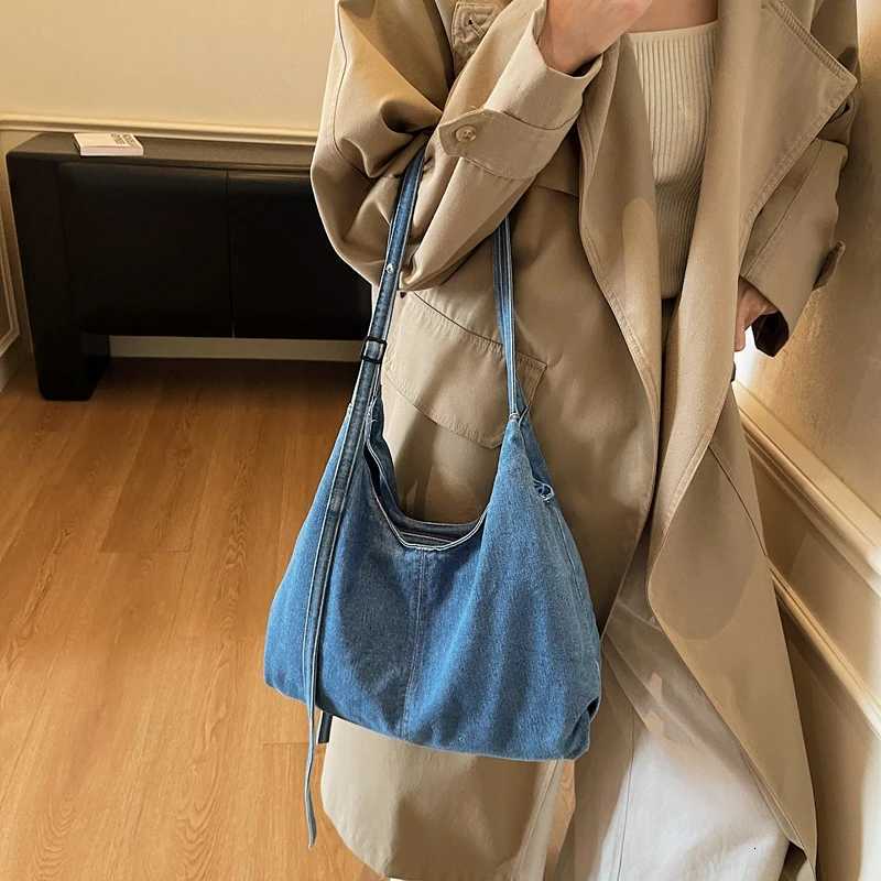 Fi Denim Wens Shoder Bag Solid Color Large Capacity ladies Handbags Fem Crossbody Leisure Travel Shopping Bag Y251121