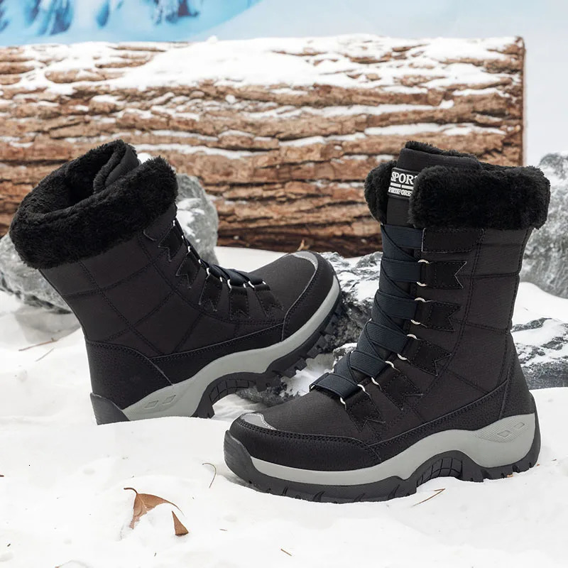 Woman Winter Snow Boots Warm Lengthening With Wide Toe and Adding Velvet Inside Keep Thick Soled Shoes Nonslip 251121
