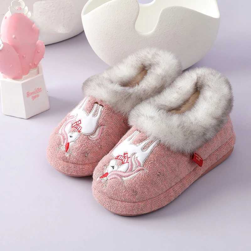 Evshine Children Winter Warm Plush Cotton Shoes Lovely Animals Fur Fuzzy Home Slippers Indoor Anti-slip Comfortable Furry SlidesW251121