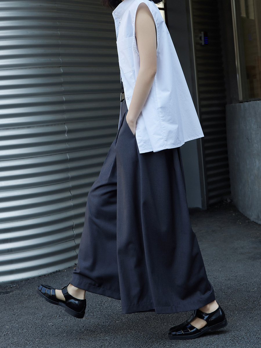 Grey Wide Leg Pants For Women In Summer, Thin Design, High Waist, Hanging Feeling, Loose Casual Cool Skirt Cropped Pants, Trendy