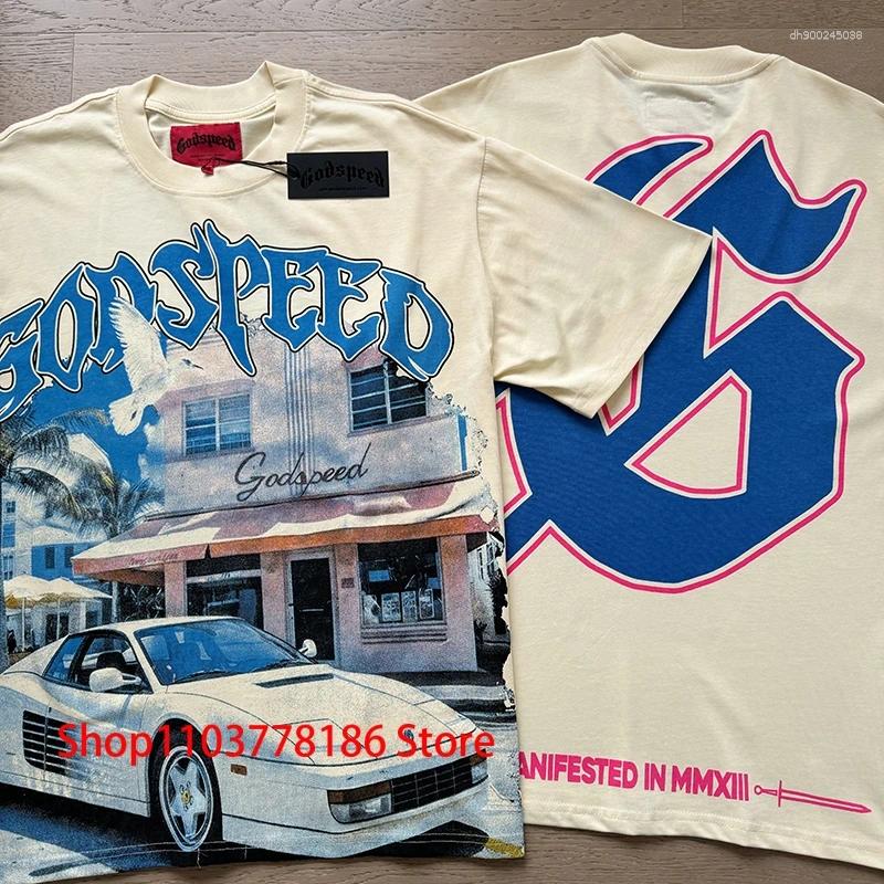 Men's T Shirts 25 T-shirt European American Trendy Streetwear Car Letter Logo Print Unisex Short Sleeve Top Tee