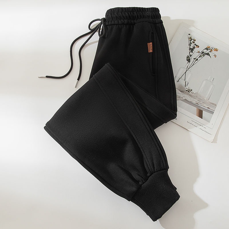 Designer luxury Black Sweatpants for Women, Spring and Autumn Thin New Loose Jogger Casual Pants, Harem Large Size Winter Fleece Sweatpants