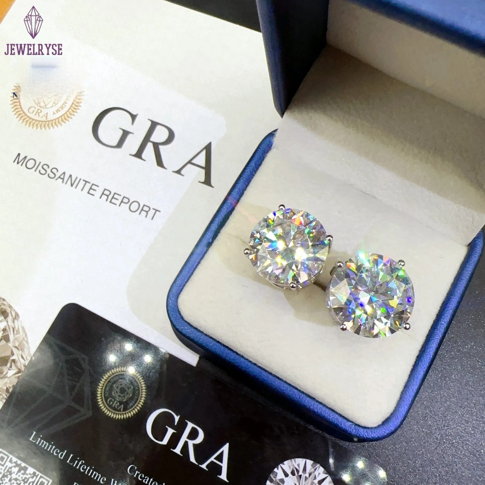 Large Size 4 Claws Ear 3mm-10mm Moissanite Sterg Unisex Lab Dia Stud for Women Men Gift Sier and Rose Gold Earrings