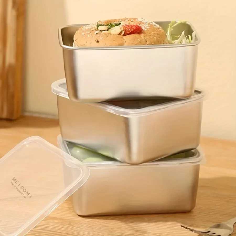 stainless steel fresh-keeping box with sealed lid thickened small lunch box camping food packaging and storage boxM251121