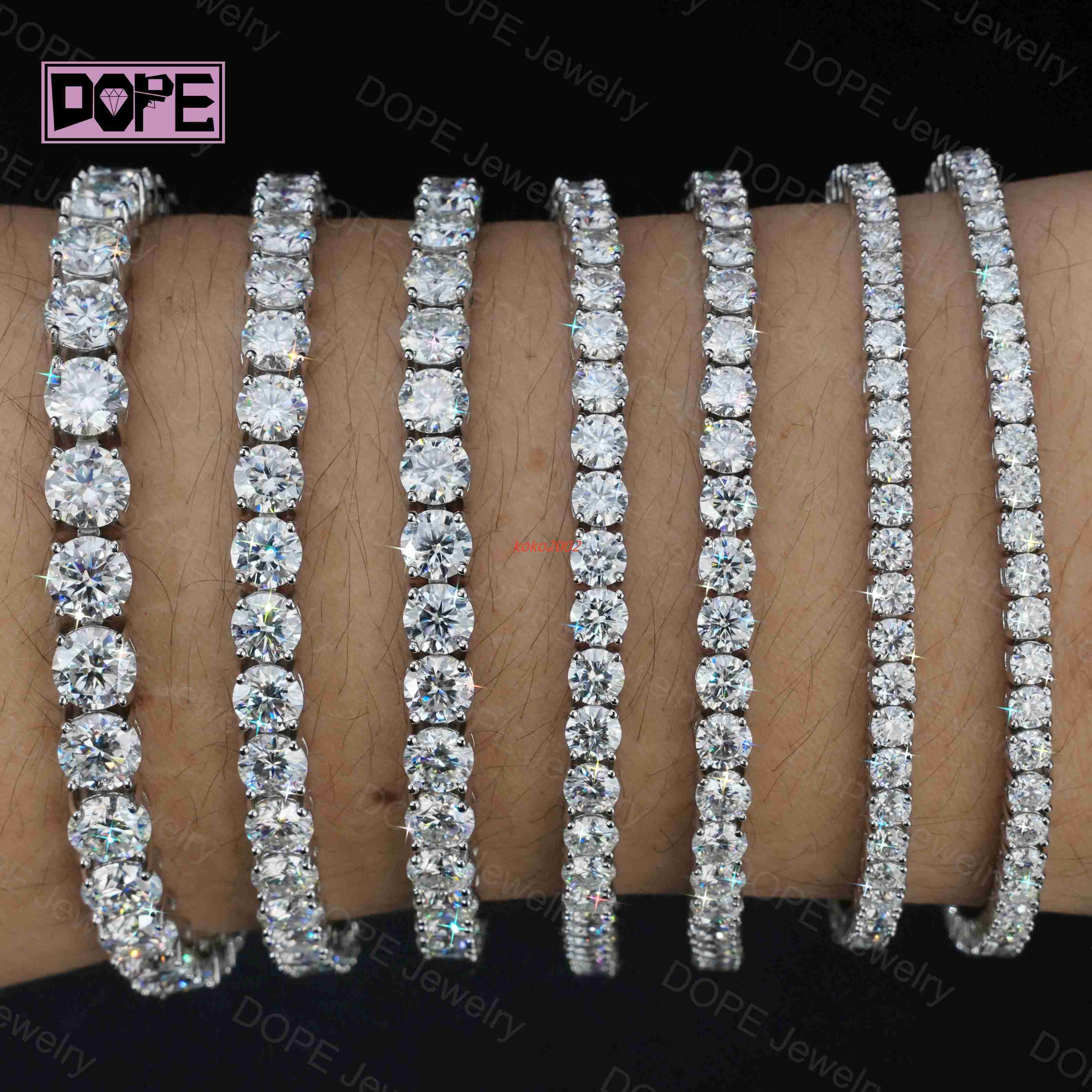 Stock Sales 6mm Moissanite Tennis Chain S925 Silver 18KT Gold Plated Shining Moissanite Bracelets