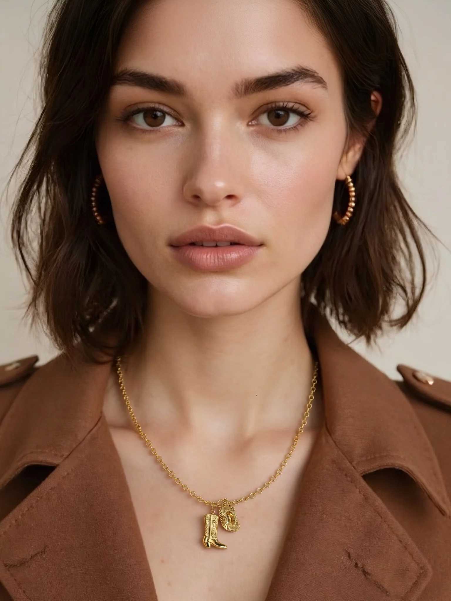 Personality Design Stainless Steel Golden Color Western Cowboy Boots Pendant Necklace for Women Charm JewelryXJ251121