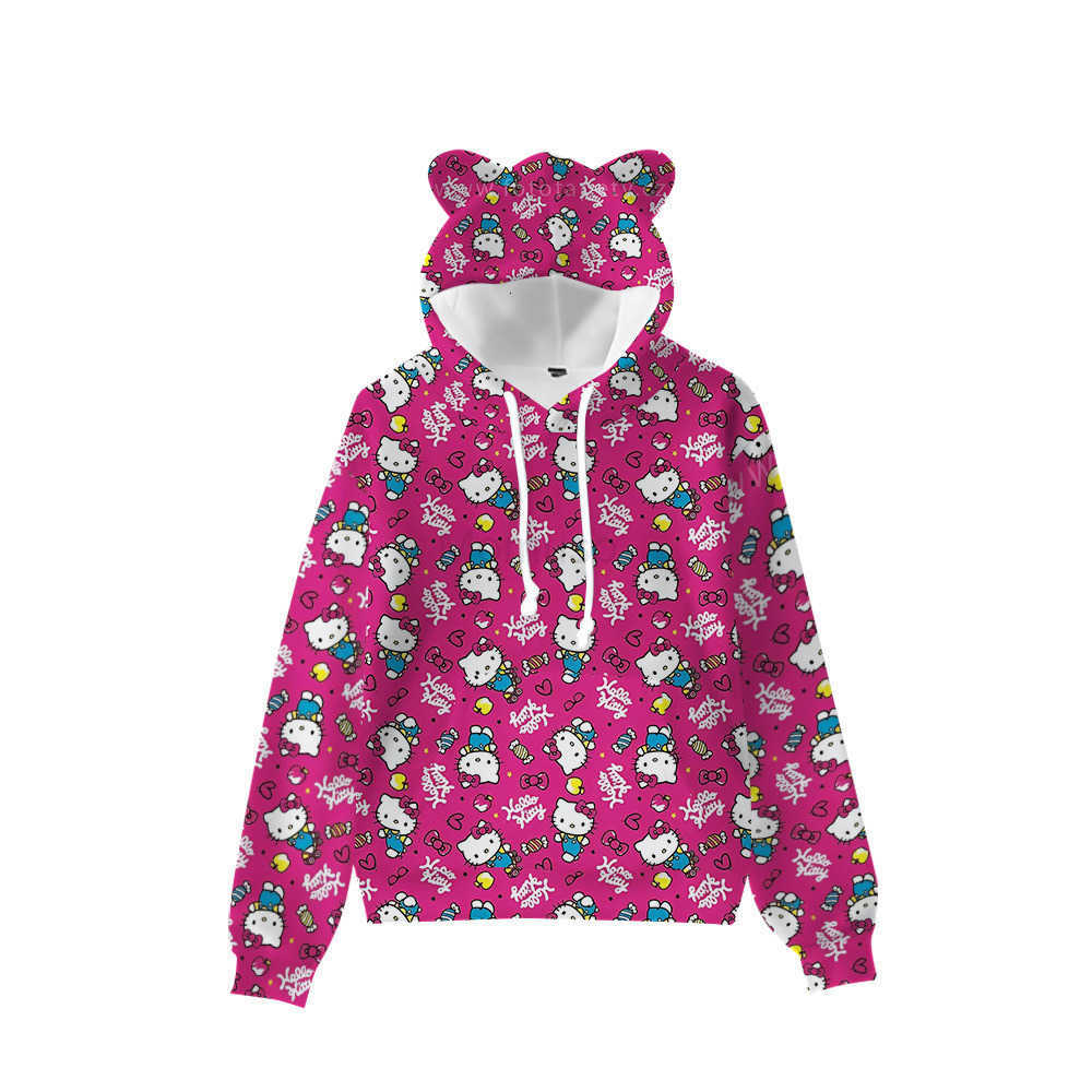 Sanrio 3D New Cat Ear Hooded Sweatshirt Hello Kitty Cinnamoroll Kuromi H251121