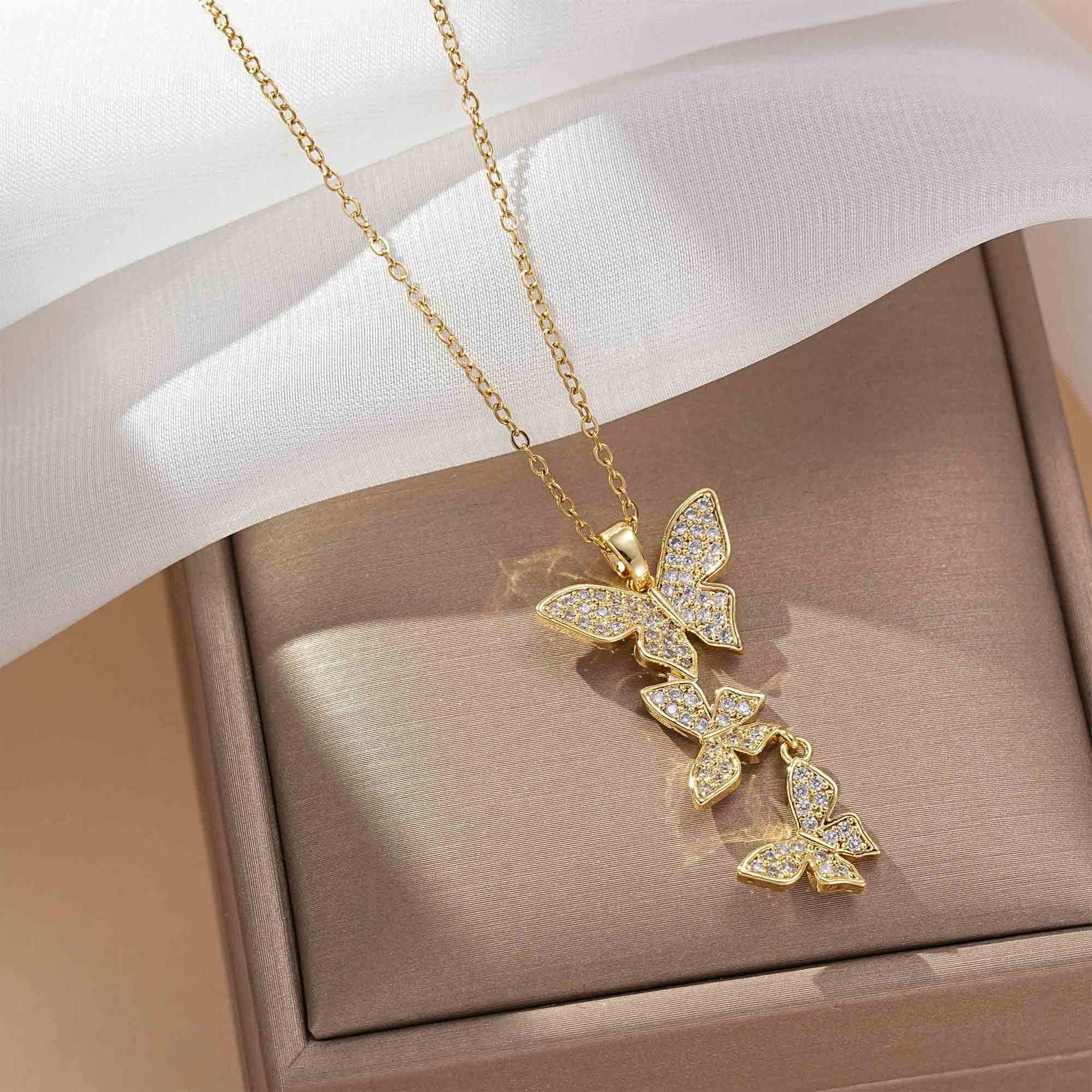 Butterfly necklace for women versatile colorful zircon light luxury ins-style clavicle chain designer necklace jewelry woman necklace designer for wom - view 6