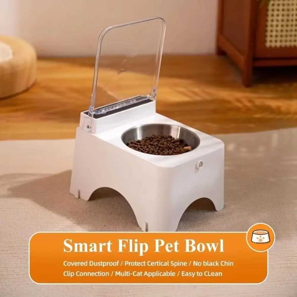 Dust-proof Smart Cat Bowl Protect Neck Flip Automatic Cat Food Dispenser Detachable Raised Infrared Sensor Pet Feeder DogsM251121 - view 7