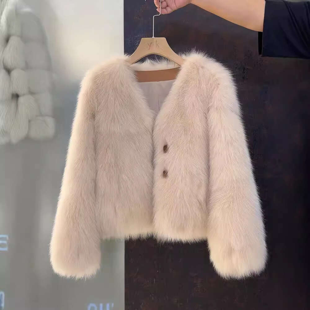 Fox Fur Thickened Faux Winter Elegant Short Coat for Women Light Luxury Style