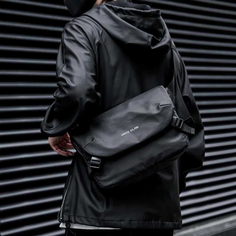 Fashion Waterproof Crossbody Bag Men Large Capacity 15 inch Laptop Fi Shoder Bag Solid Black Light Portable Anti-theft Zipper Bag Y251121