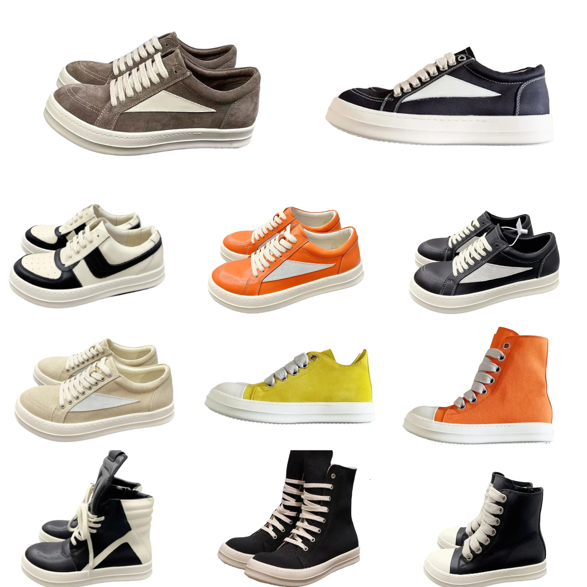 Designer Ro Owenes VINTAGE Sneakers Men Women Genuine Leather Mesh Fashion Show Casual Shoes RUNWAY JUMBOLACE Canvas RO Boots Luxury Black White High Low Trainers U8