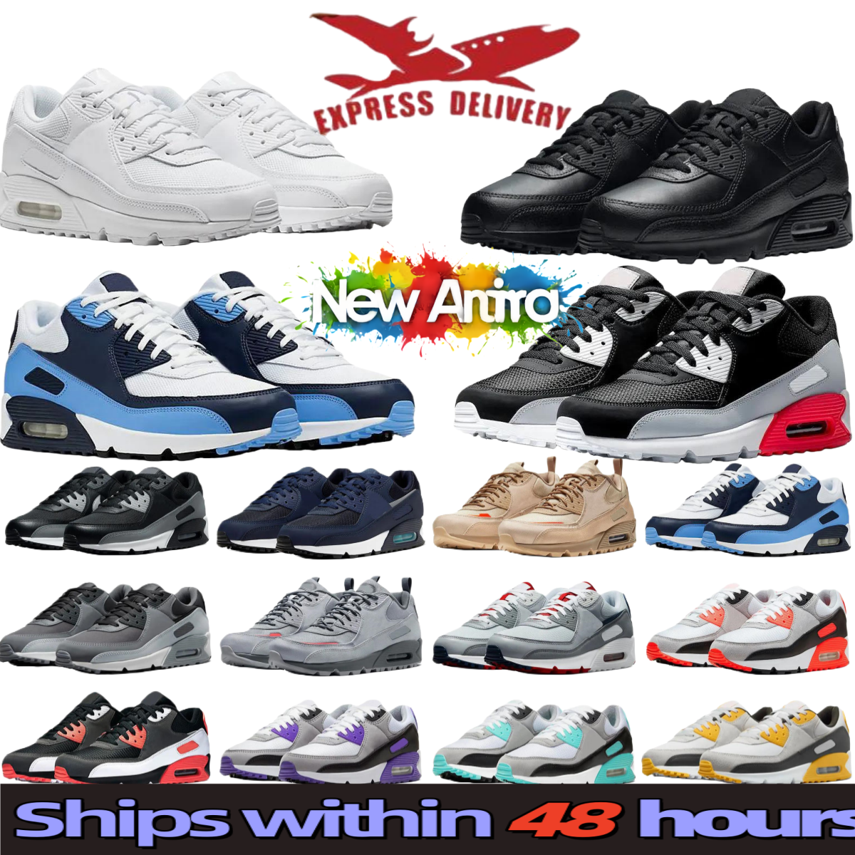 Designer 90 Running Shoes 90S Sneakers Triple White Black UNC Mesh Leather Gum Surplus Safety Orange Grape Mens Womens Outdoors Sport Size 36-45