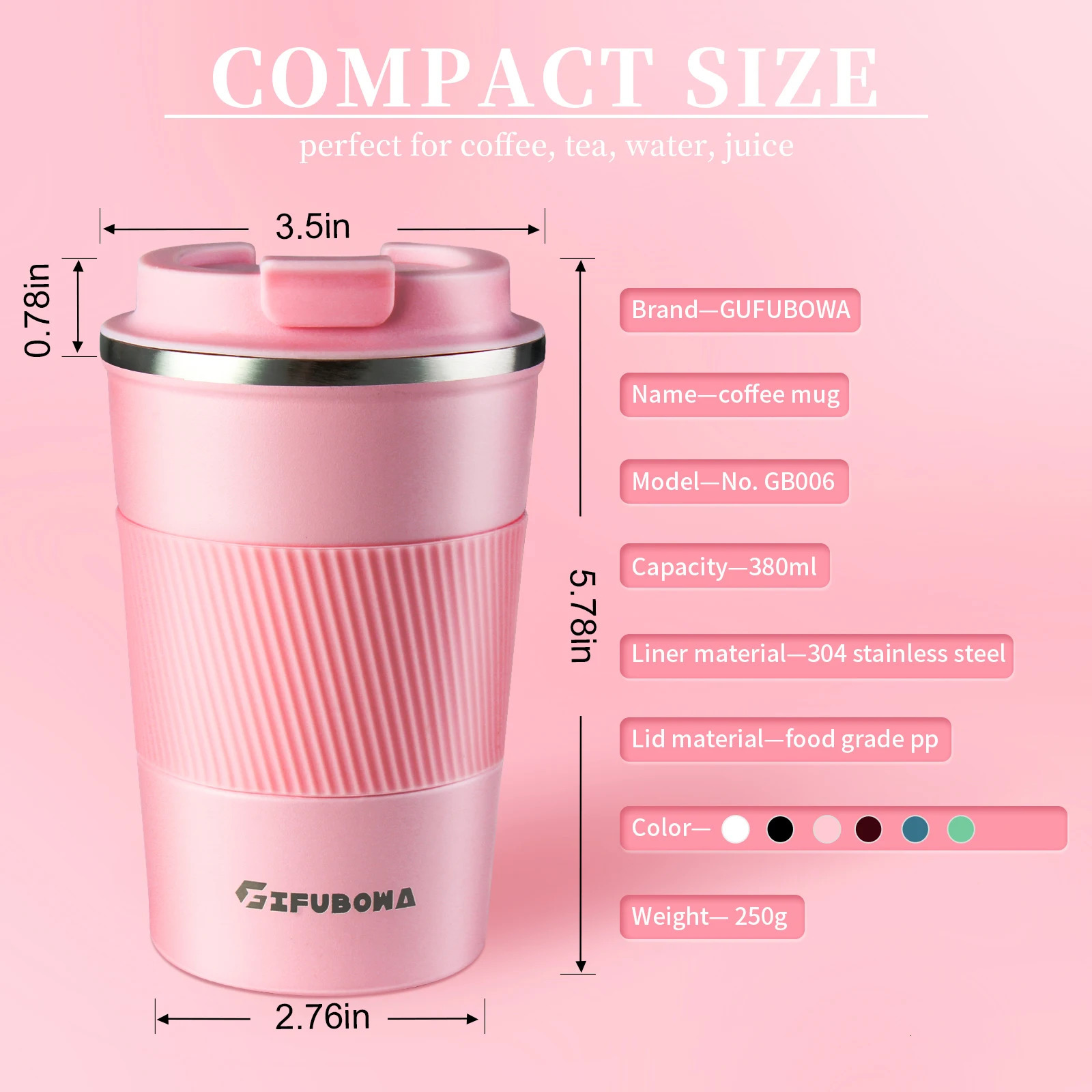 Coffee Thermos Mug 380ml Stainless Steel LeakProof Lid NonSlip Car Vacuum Flask Cold Drink Travel Thermal Cup Water Bottle 251107 W260226