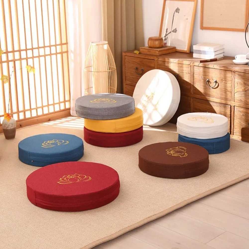 New Lotus Embroidered Yoga Meditation Cushion Washable Round Backrest Removable Cover Thickening Fill Tatami Mat C251121