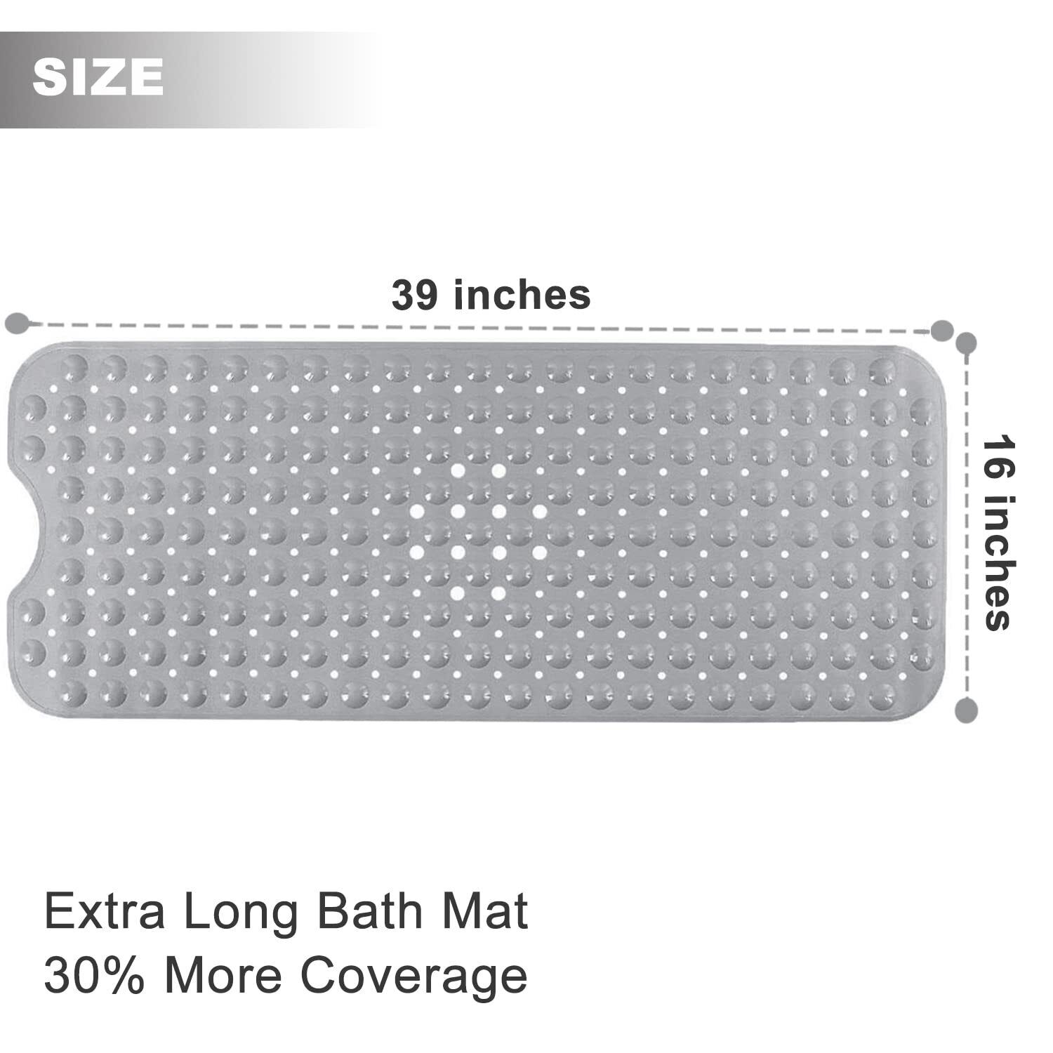 Non-Slip Bath Tub Mat (40 X 16)Inch Extra Long Antibacterial Bathroom Shower Mat