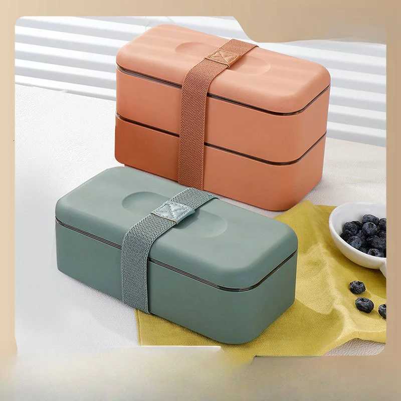 304 Stainless Steel Lunch Box Microwave Heated Lunch Box Japanese Double Layer Picnic Box Portable Lunch Box for Home UseM251121