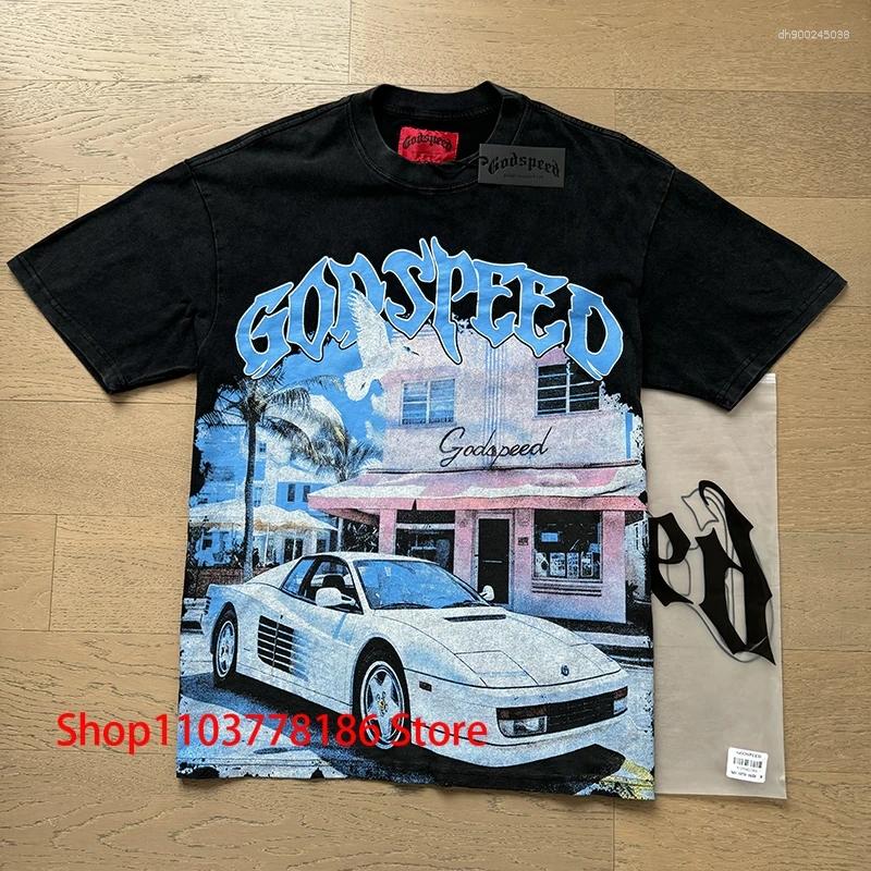 Men's T Shirts 25 T-shirt European American Trendy Streetwear Car Letter Logo Print Unisex Short Sleeve Top Tee